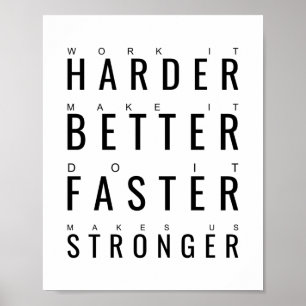 Harder Better Faster Stronger   Motivational Quote Poster