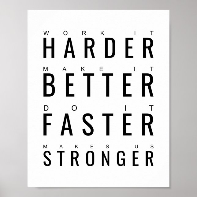 Harder Better Faster Stronger | Motivational Quote Poster (Front)