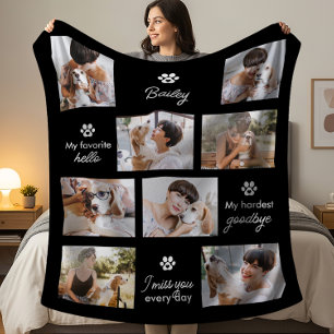 Hardest Goodbye Pet Dog Memorial 8-Photo Collage Fleece Blanket