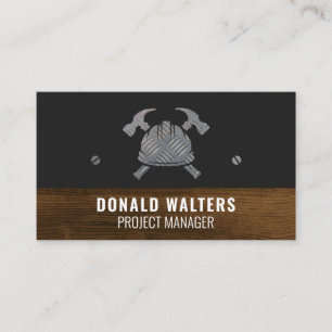 Hardhat Hammers Metal and Wood Business Card