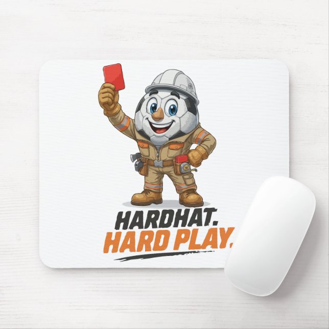 Hardhat Hard Play Soccer Referee Mouse Mat (With Mouse)
