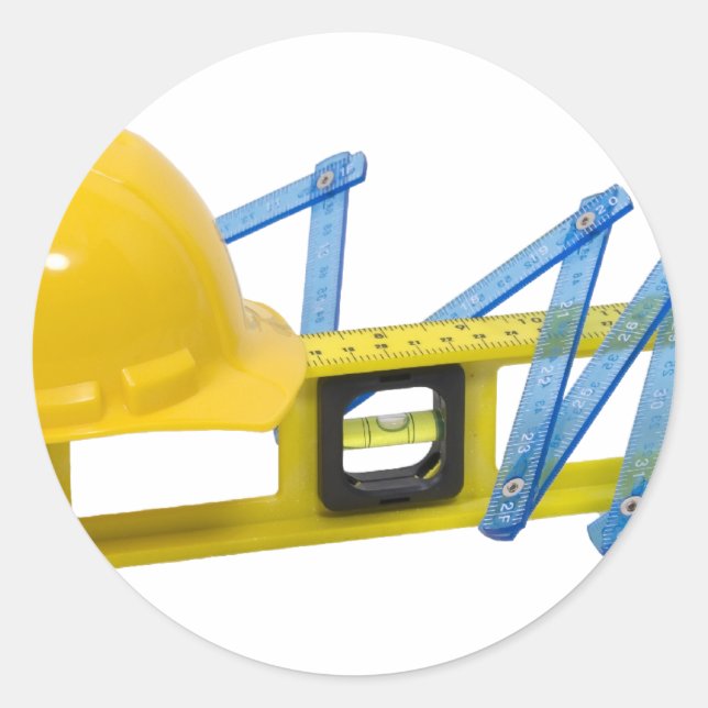 HardHatLevelConstruction062509 Classic Round Sticker (Front)