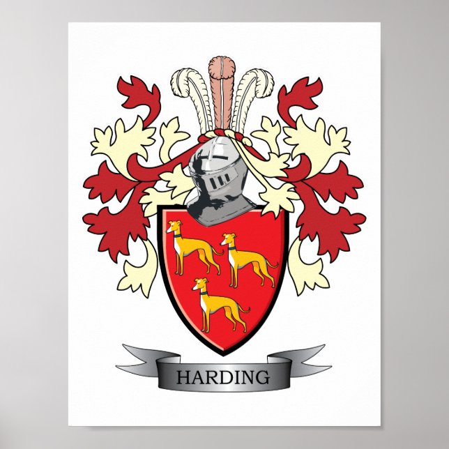 Harding Family Crest Coat of Arms Poster (Front)