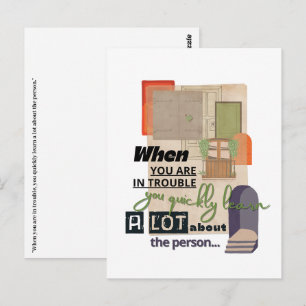 Hardship friendship quote illustration postcard