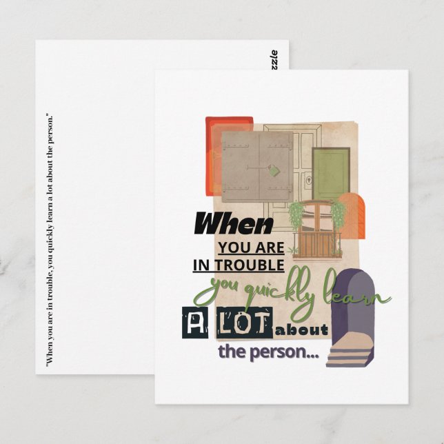 Hardship friendship quote illustration  postcard (Front/Back)