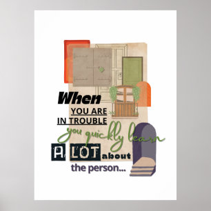 Hardship friendship quote illustration  poster