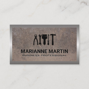 Hardware Hand Tools   Metal Background Business Card