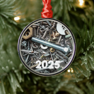 Hardware Junk Drawer, Nails, Nuts, Screws and More Metal Tree Decoration