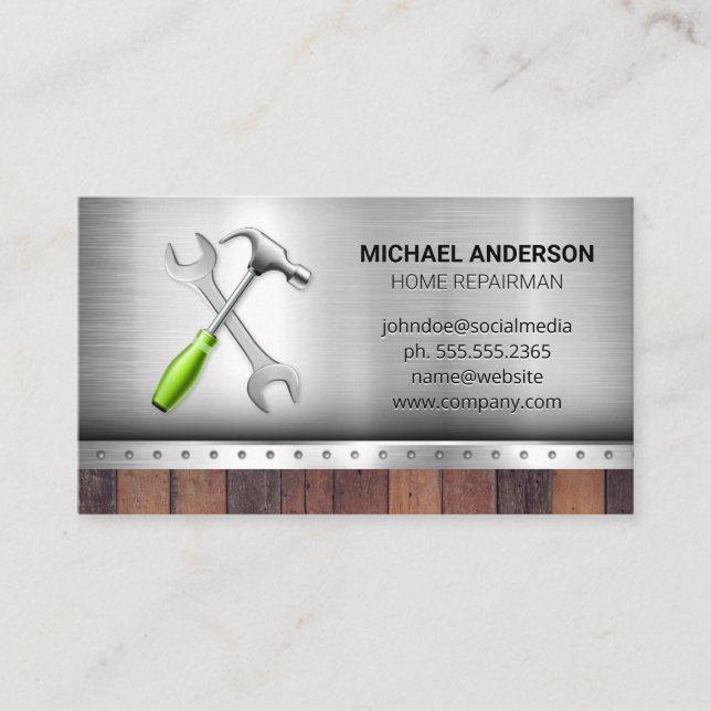 Hardware Tools | Construction Builder | Carpentry Business Card (Front)