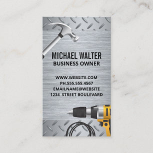 Hardware Tools   Hammer Power Drill   Metallic Business Card