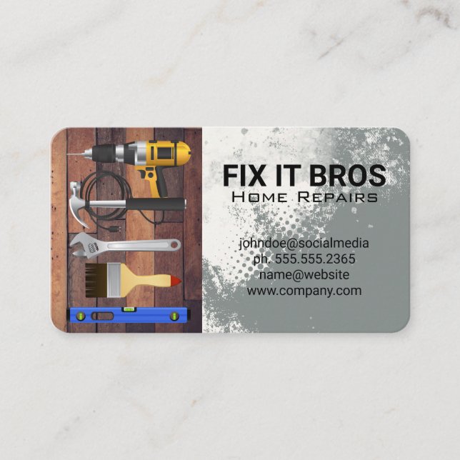 Hardware Tools | Handyman | General Contractor Business Card (Front)