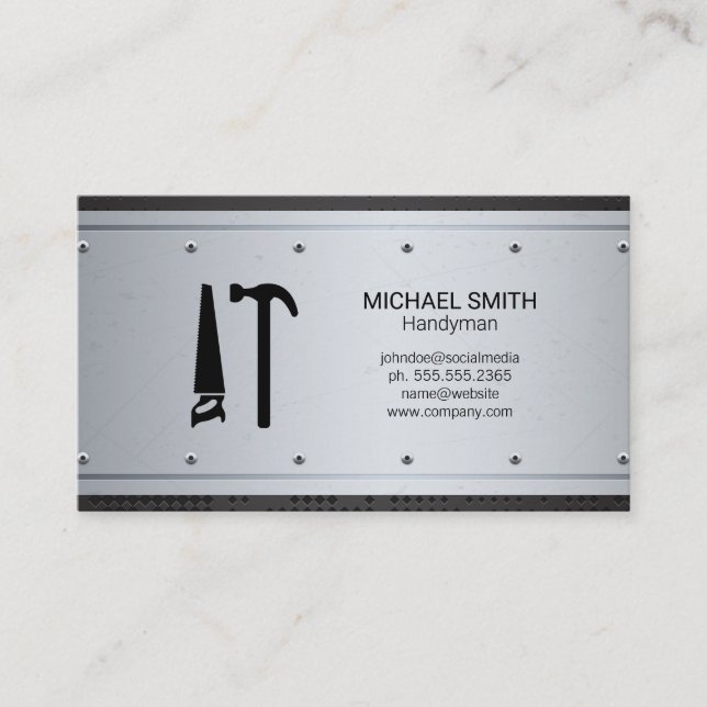 Hardware Tools | Handyman Metal Rivets Business Card (Front)