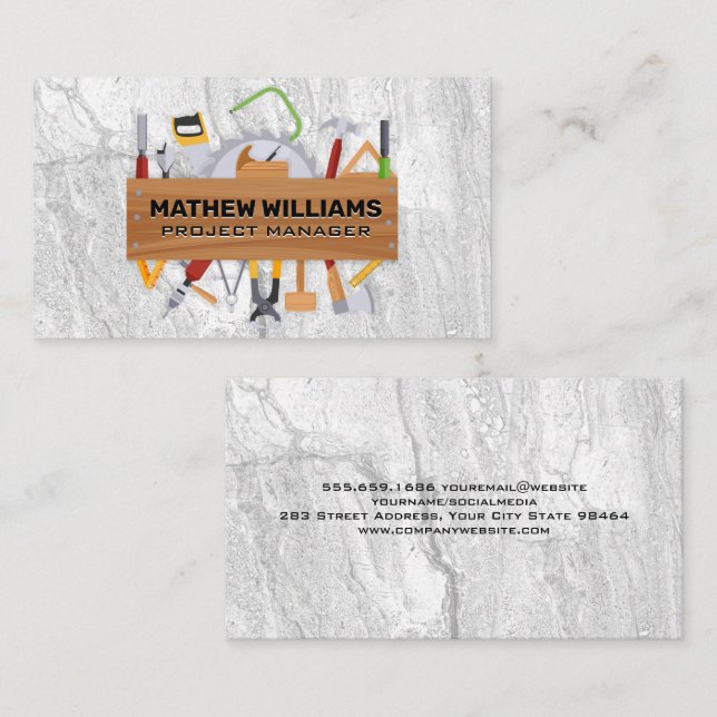 Hardware Tools Set | Wood Rock Texture Appointment Card (Front/Back)