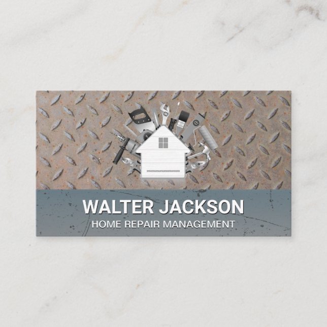 Hardware Tools | Steel and Grunge Metal Business Card (Front)