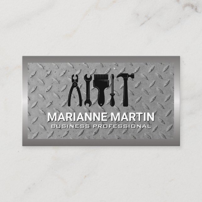 Hardware Tools | Steel Plated Metal Business Card (Front)