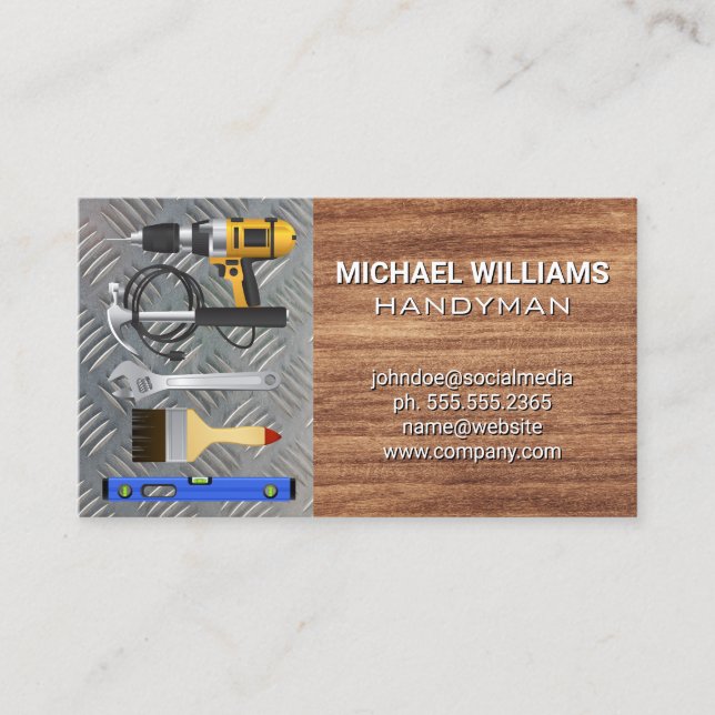 Hardware Tools | Wood and Metal  Business Card (Front)