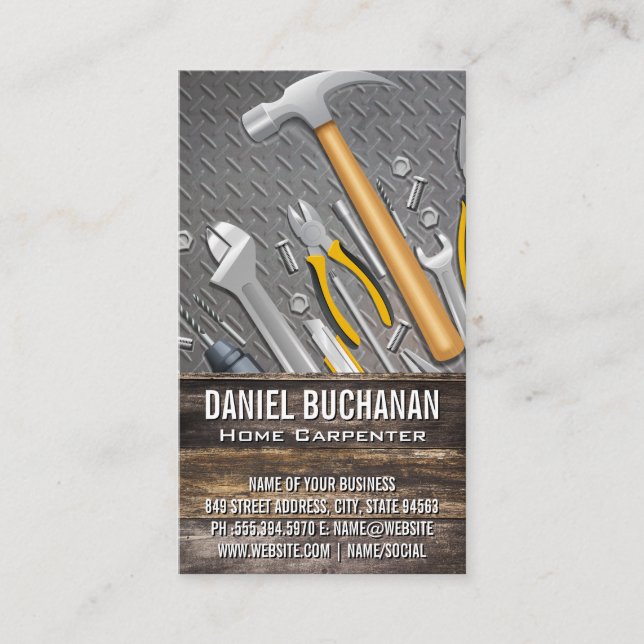 Hardware Tools | Wood and Steel Business Card (Front)