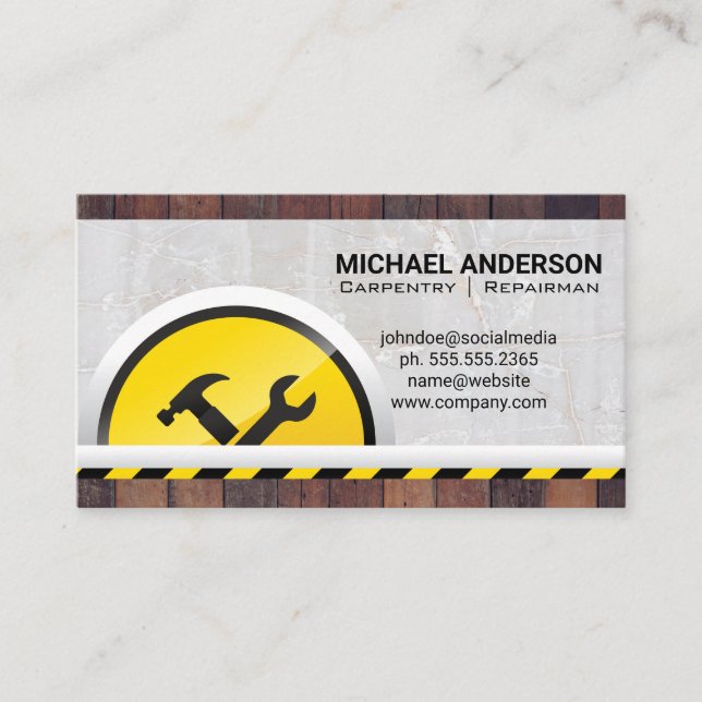 Hardware Tools | Wood Concrete Business Card (Front)