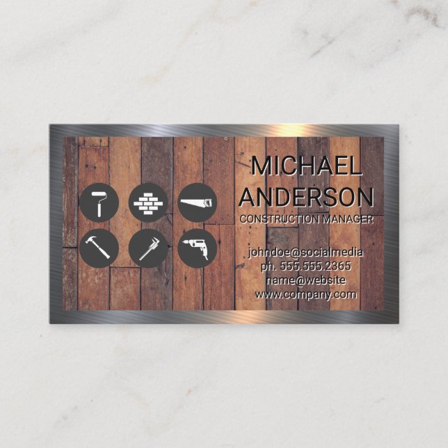 Hardware Tools | Wooden Boards Business Card (Front)