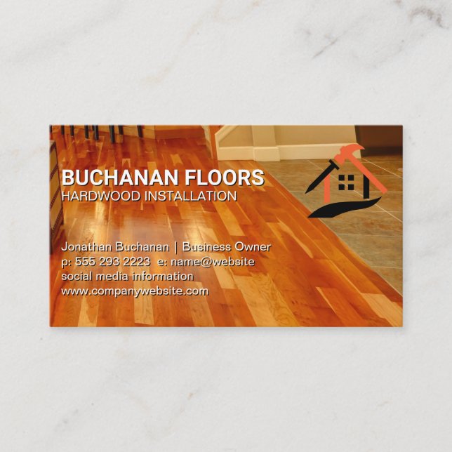 Hardwood Floors and Tiles | General Contractor Business Card (Front)