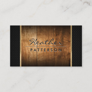 Hardwood   Gold Trim   Black Mesh Business Card