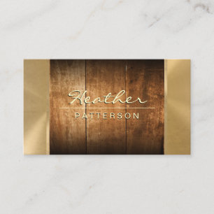 Hardwood   Gold Trim   Metallic Shimmer Business Card