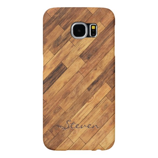 Hardwood Wood Grain Floor - Personalised Name Samsung Galaxy S6 Cases