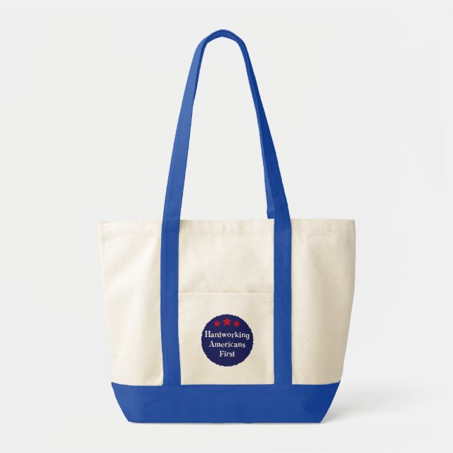 Hardworking Americans First Patriotic Badge Tote Bag (Front)