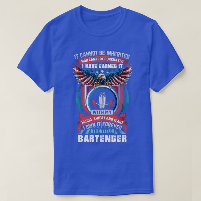 Hardworking Bartender T-Shirt (Design Front)