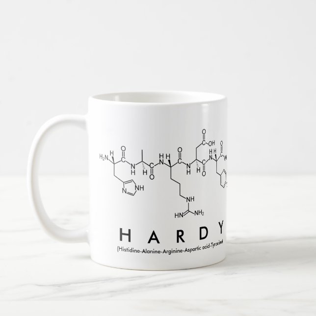 Hardy peptide name mug (Left)