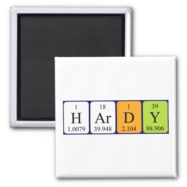 Hardy periodic table name magnet (Front)