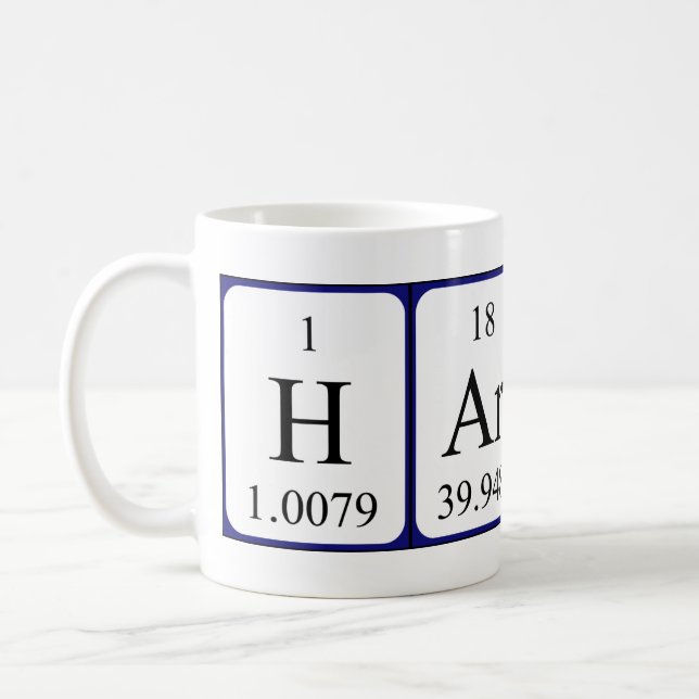 Hardy periodic table name mug (Left)