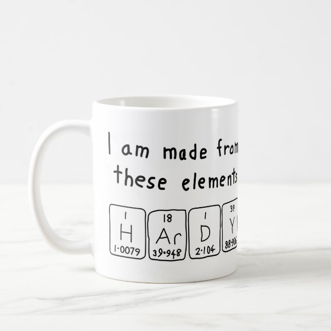 Hardy periodic table name mug (Left)