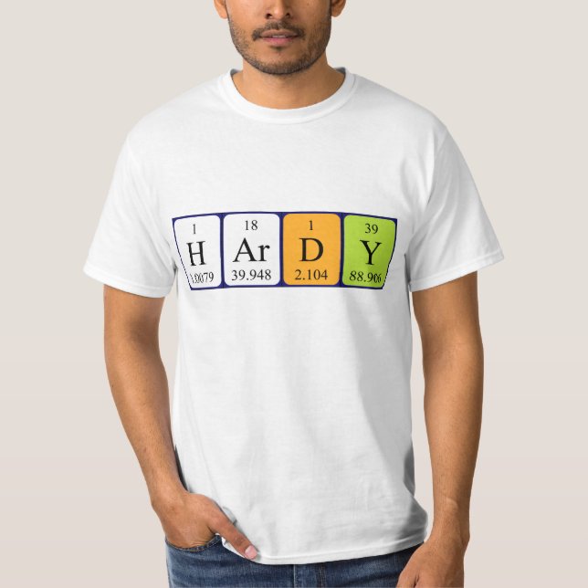 Hardy periodic table name shirt (Front)