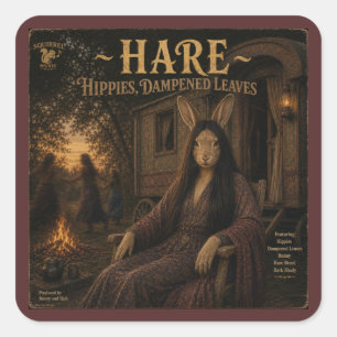 Hare: a parody square sticker