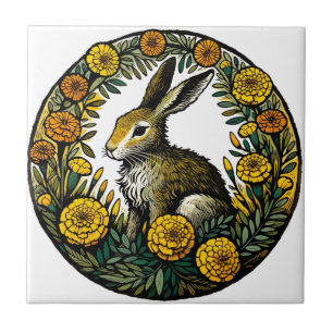 Hare and Marigolds                                 Tile