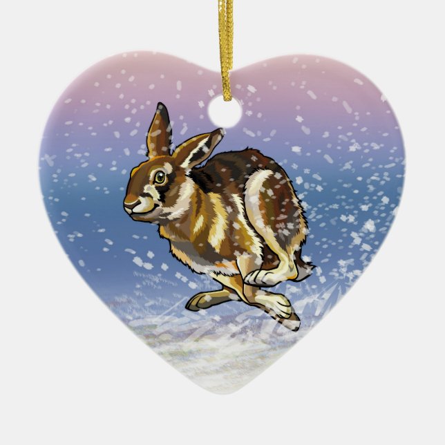 hare and reindeer ceramic tree decoration (Front)