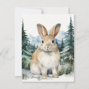 Hare Bunny Rabbit In A Woodland Forest Watercolor  Card