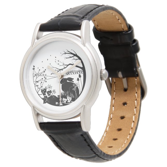 Hare Design Leather Ladies Watch (Angled)