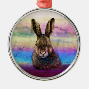 Hare drawing ceramic ornament