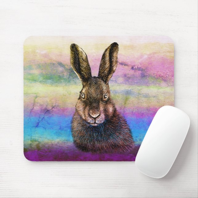 Hare drawing mouse mat (With Mouse)