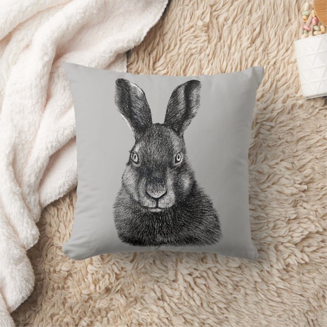 Hare drawing  throw pillow (Blanket)