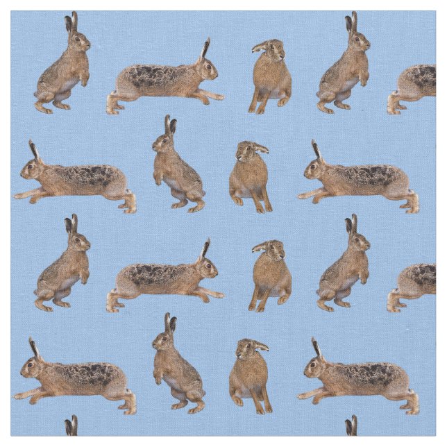 Hare Frenzy Fabric (Light Blue) (Close Up)