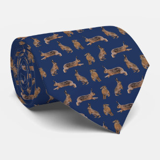 Hare Frenzy Tie Double Sided Print (Navy)
