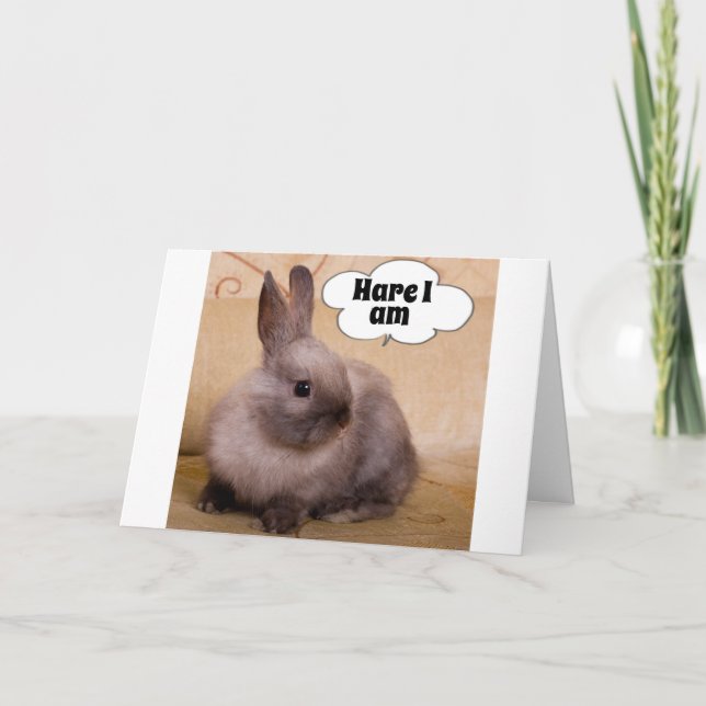 ***HARE*** I AM SAYS THIS ADORABLE BUNNY CHRISTMAS HOLIDAY CARD (Front)