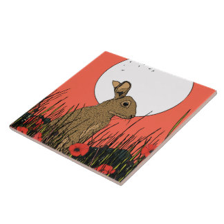 Hare in the Poppies Tile