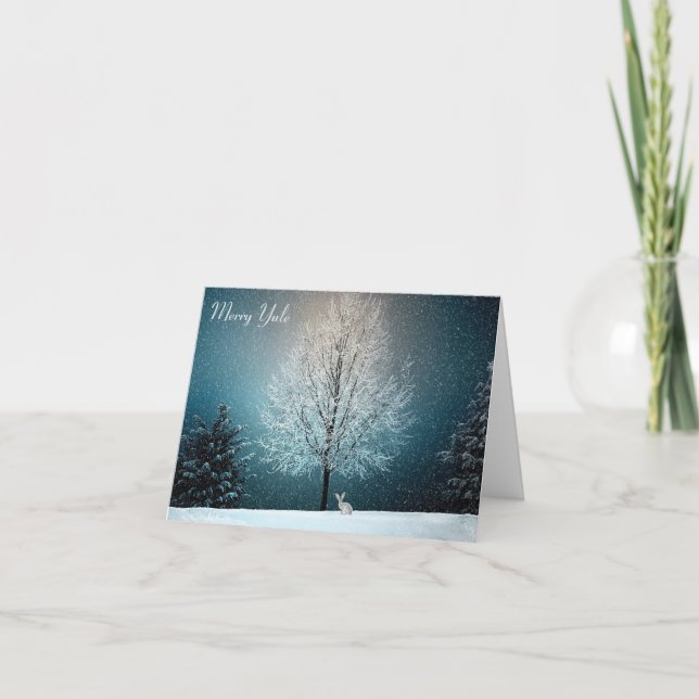 Hare in the snow (Yule) Holiday Card (Front)