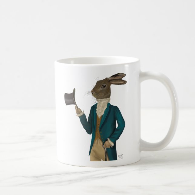 Hare In Turquoise Coat 2 Coffee Mug (Right)