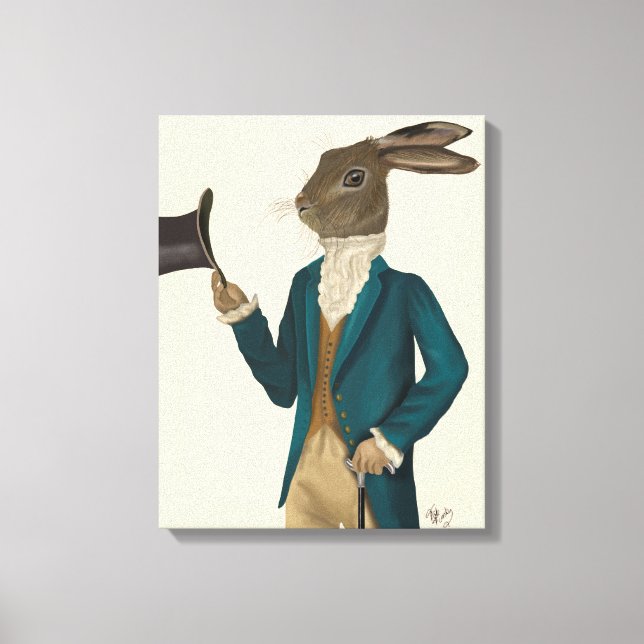 Hare In Turquoise Coat Canvas Print (Front)