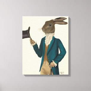 Hare In Turquoise Coat Canvas Print
